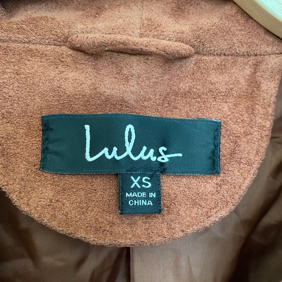 Lulus Faux Suede Moto Jacket Women Size XS Rust Bikercore Edgy Draped Cowl Neck - Picture 6 of 11